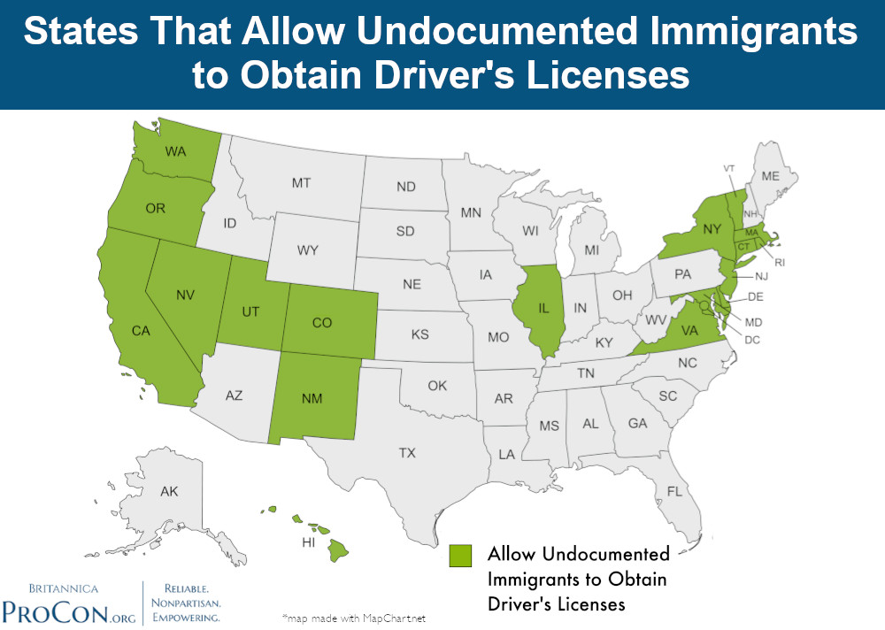 states that allow undocumented immigrants drivers license