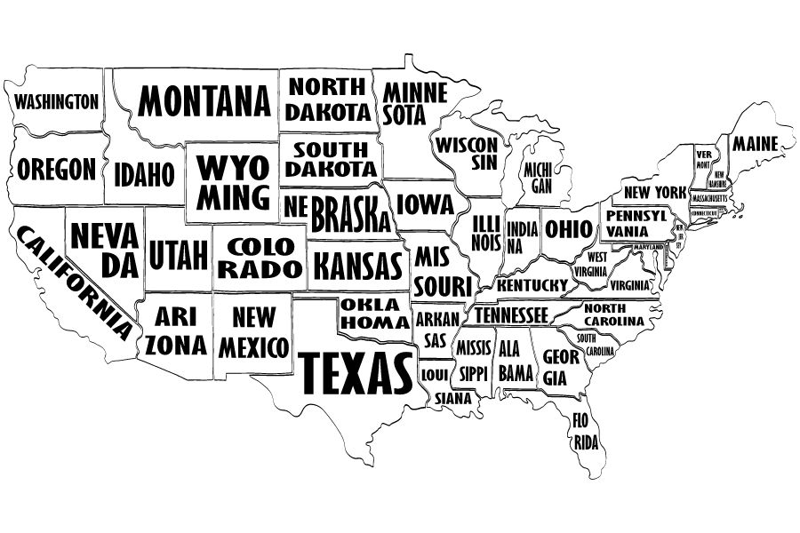 USA states with abbreviations
